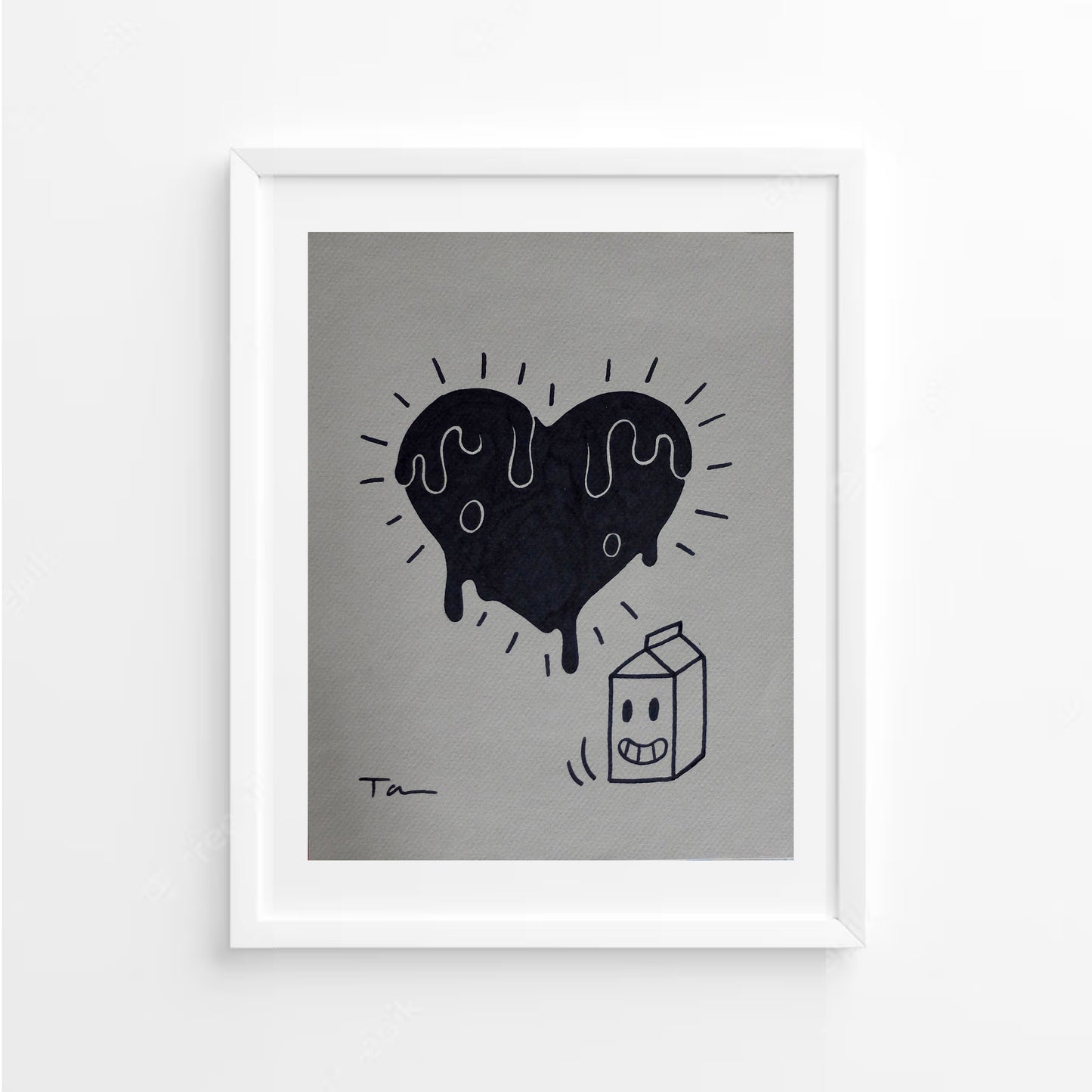 MILKY BLACK HEART ORIGINAL DRAWING